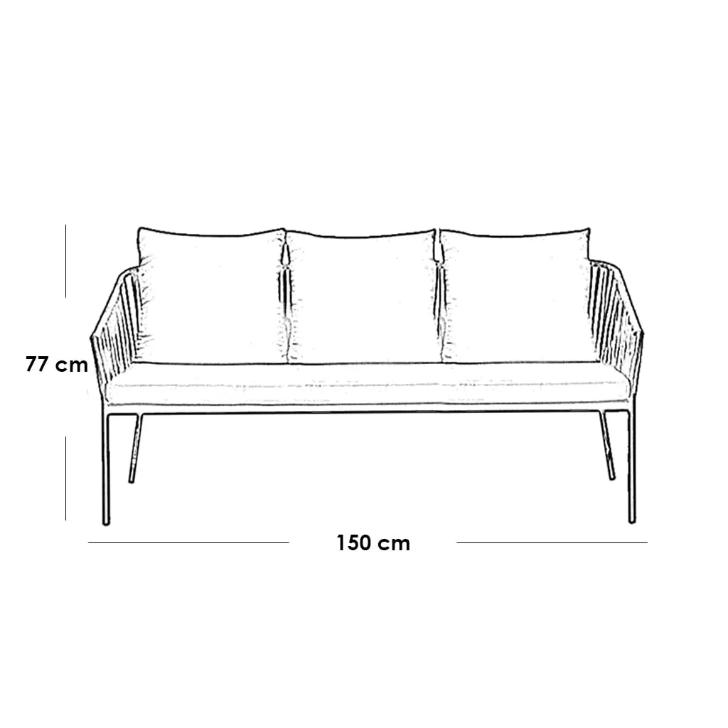 طقم اثاث خارجي حديد و حبل وزجاج ووتر بروف وبلاستك وفايبر و اسفنج 3 مقعد 1.webp