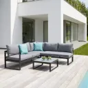 طقم اثاث خارجي حديد ورخام 3مقعد - رمادي واسود