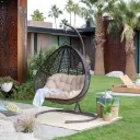 مرجيحه خارجية حديد و رتان و وجاكوار وفايبر بني وبيج