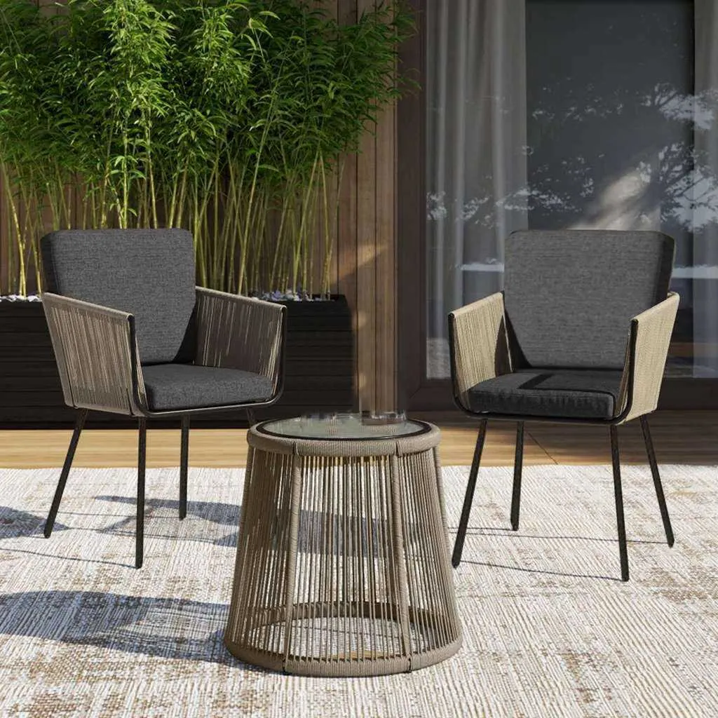 طقم أثاث خارجي 3 قطع راتان وسوفت 3 قطع