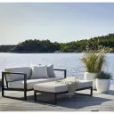 طقم أثاث خارجي قطعتين حديد اسود و رمادي