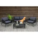 طقم أثاث خارجي 4 قطع حديد وقماش مقاوم للماء أسود