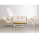 طقم أثاث خارجي بريميوم معدن 4 قطع و مرجيحة مزدوجة راتان - متعدد الألوان