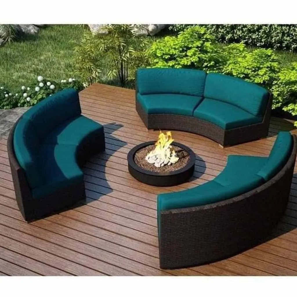 طقم أثاث خارجي 3 قطع بني وأخضر