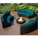 طقم أثاث خارجي 3 قطع بني وأخضر